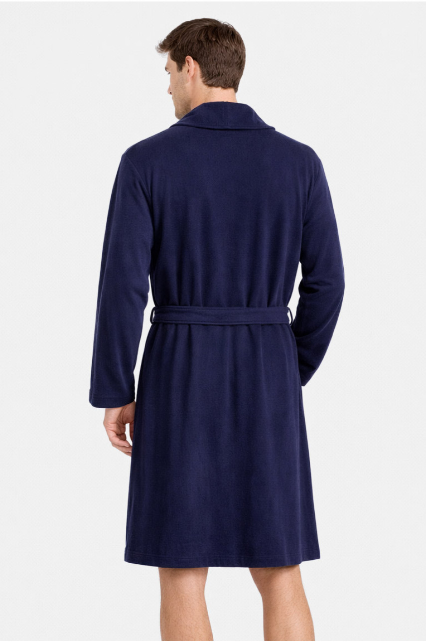 Халат чоловічий трикотажний велюр темно-синього кольору 2447 211129