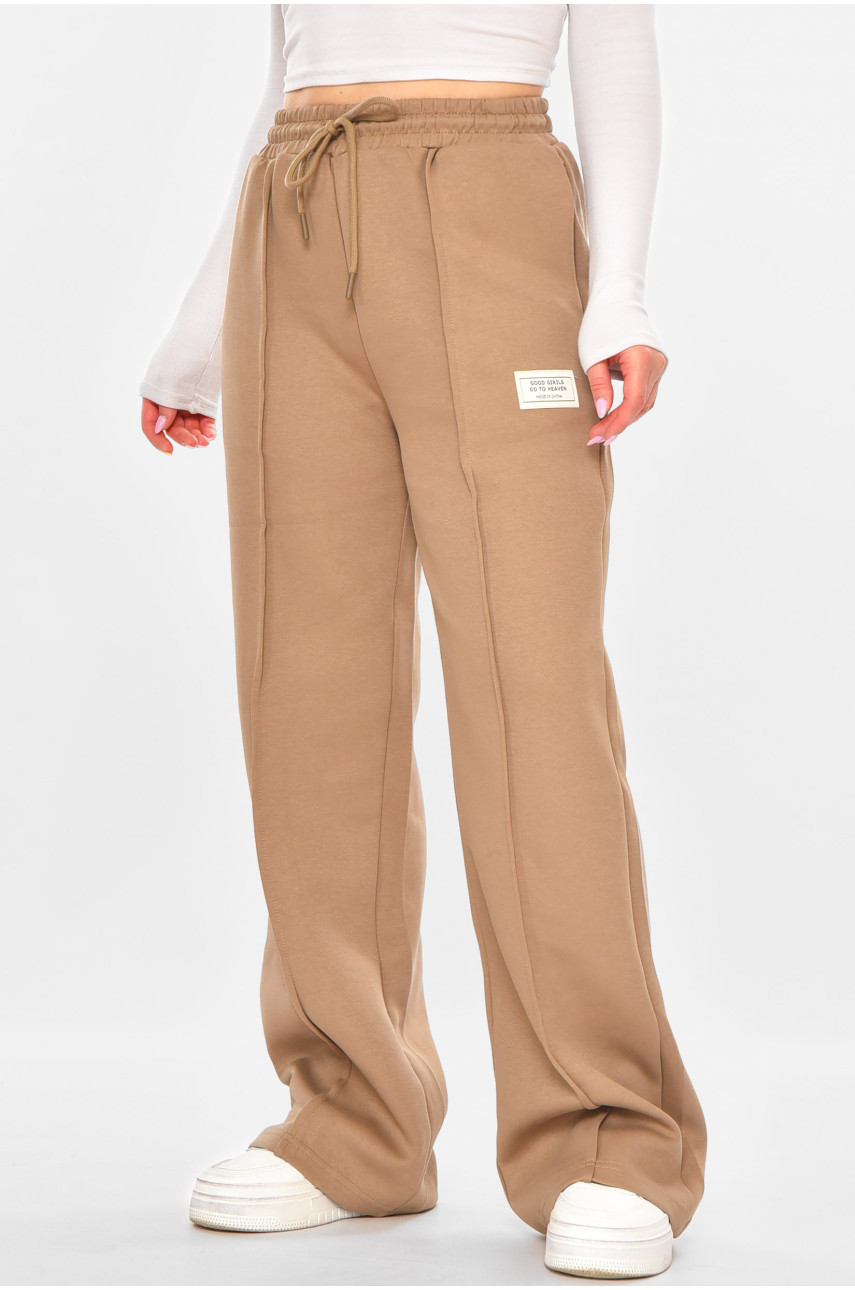 Штани жіночі однотонні бежевого кольору 2759 211131