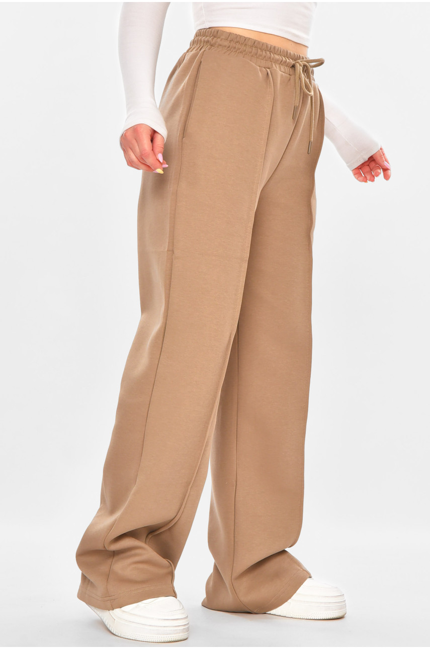 Штани жіночі однотонні бежевого кольору 2759 211131
