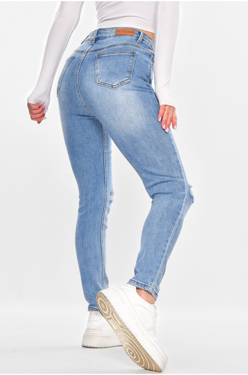 Джинсы женские однотонные голубого цвета S009 211136