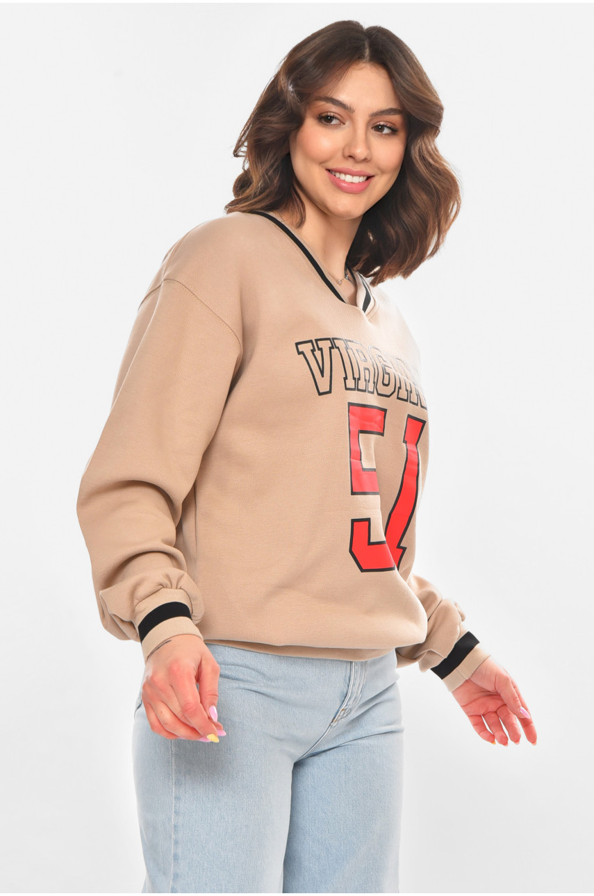 Худи женское бежевого цвета с принтом 25049 211140