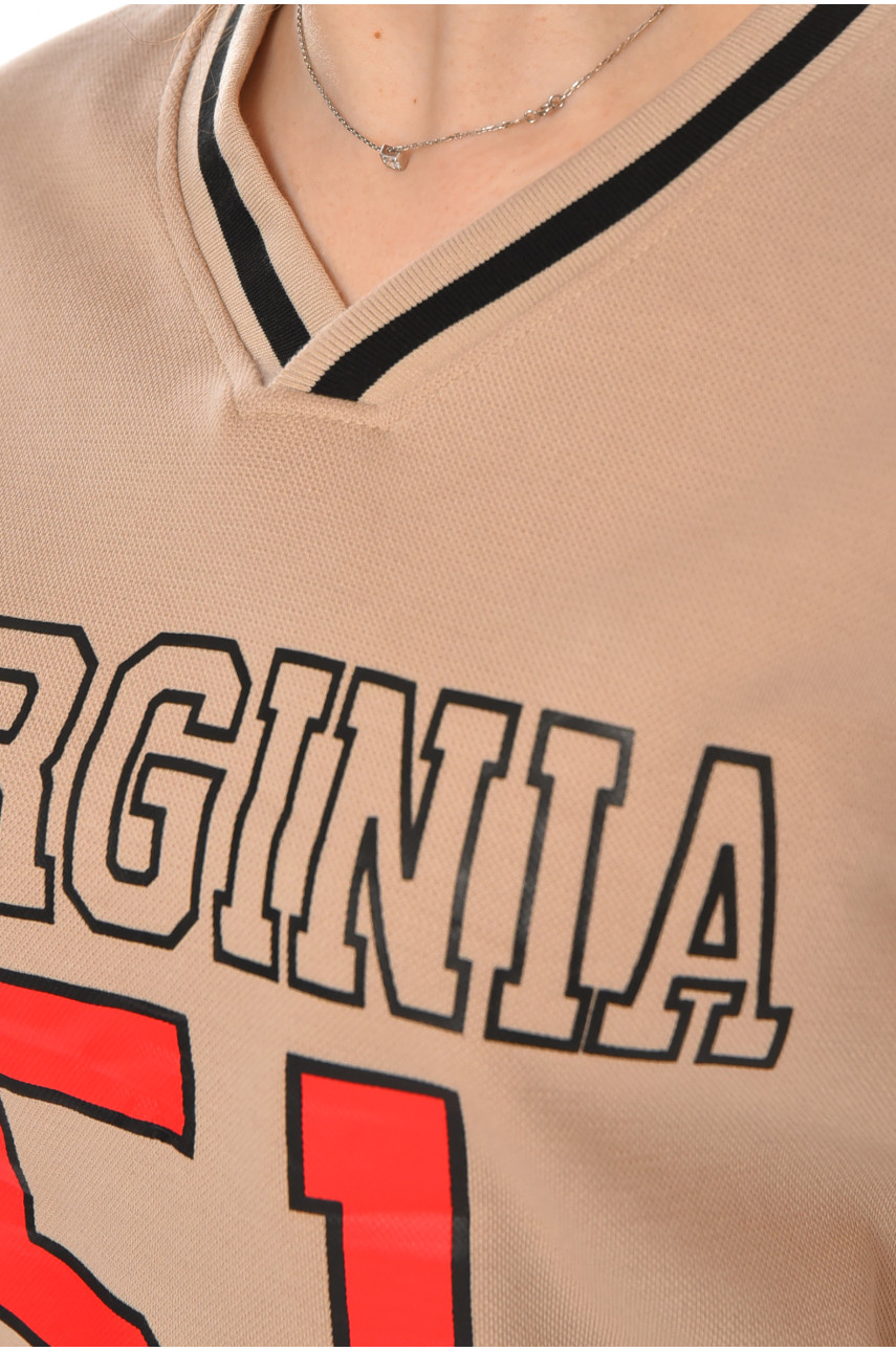 Худи женское бежевого цвета с принтом 25049 211140