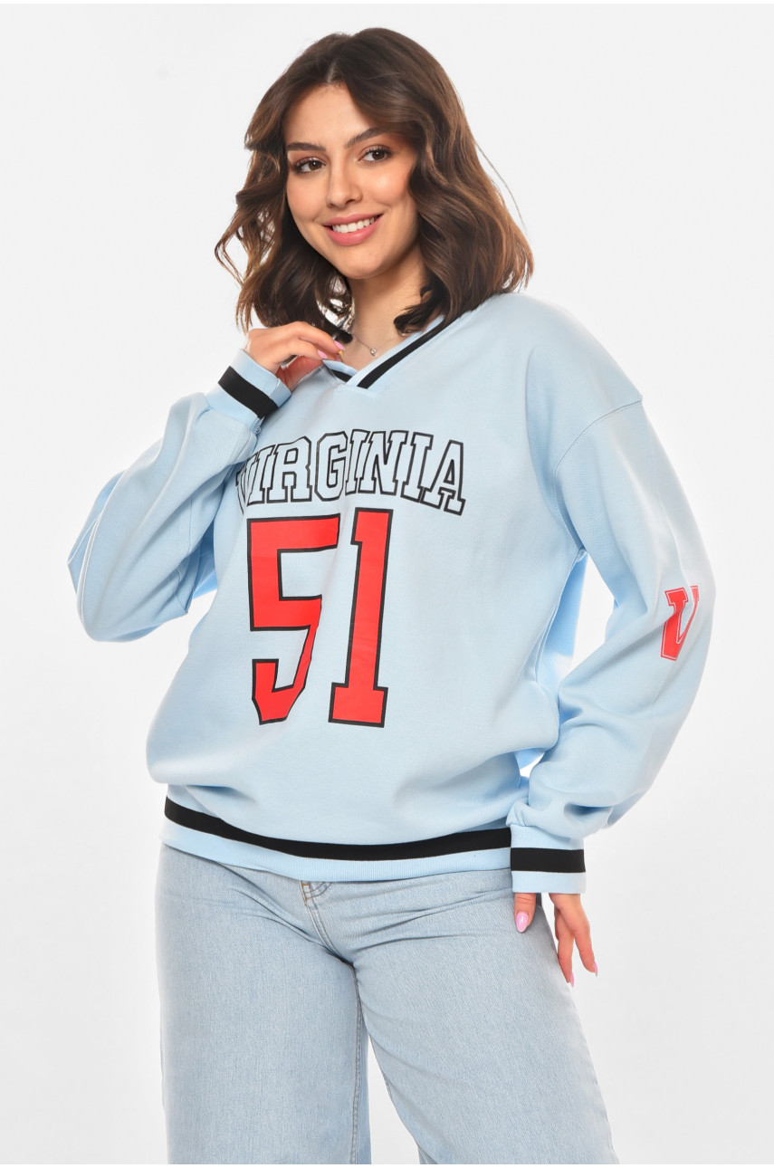 Худи женское голубого цвета с принтом 25049 211141