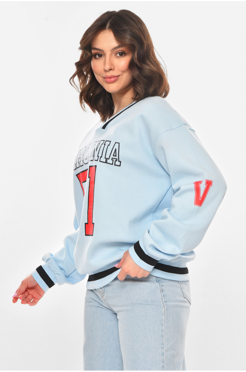 Худи женское голубого цвета с принтом 25049 211141