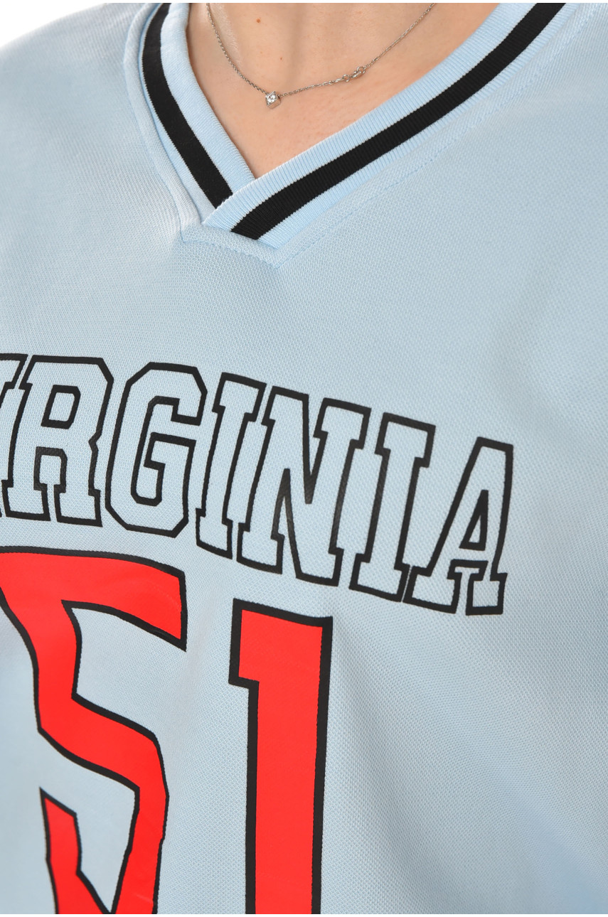 Худи женское голубого цвета с принтом 25049 211141