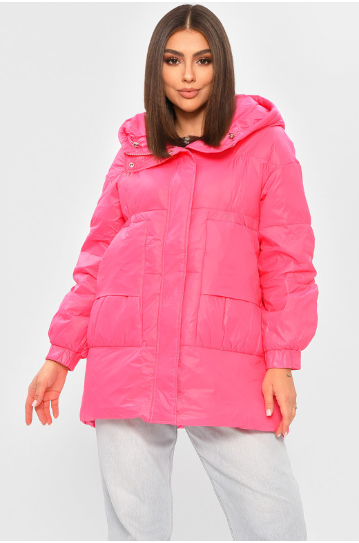 Куртка женская демисезонная малинового цвета Уценка 082 211143