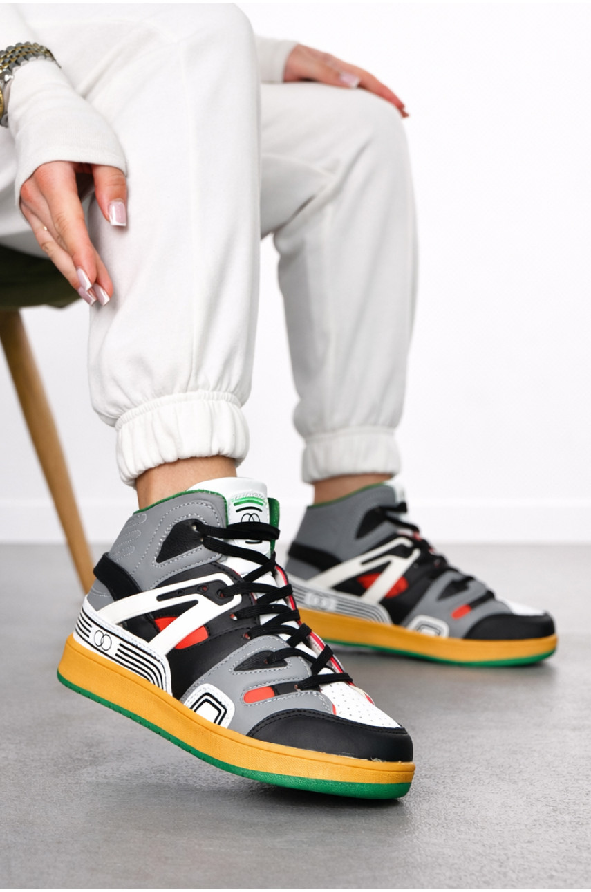 Кроссовки женские серого цвета на шнуровке 8939в-4 211146