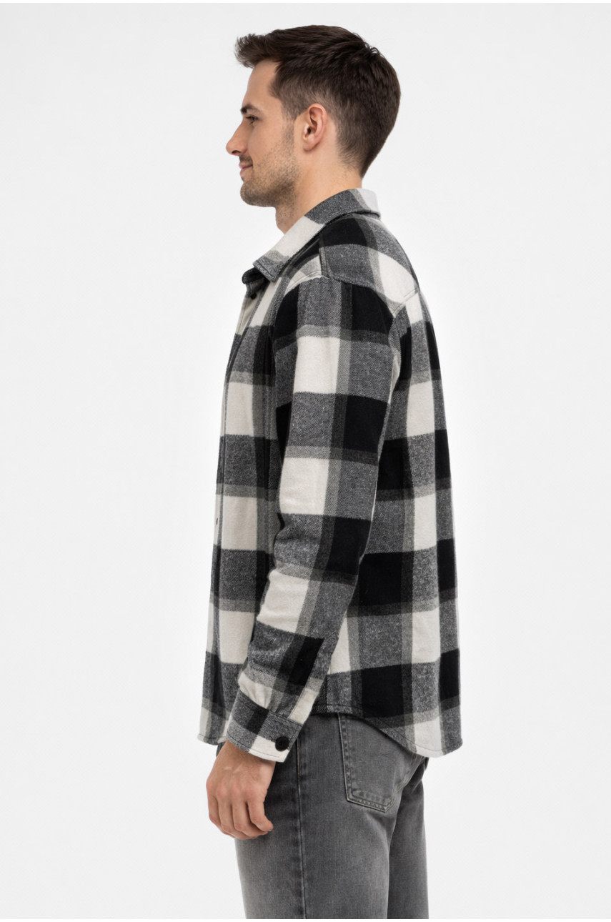 Сорочка чоловіча байкова чорного кольору з принтом 1703 211149