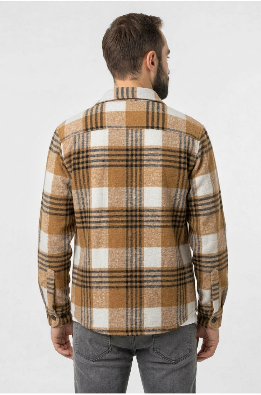 Сорочка чоловіча байкова коричневого кольору з принтом 1703 211150