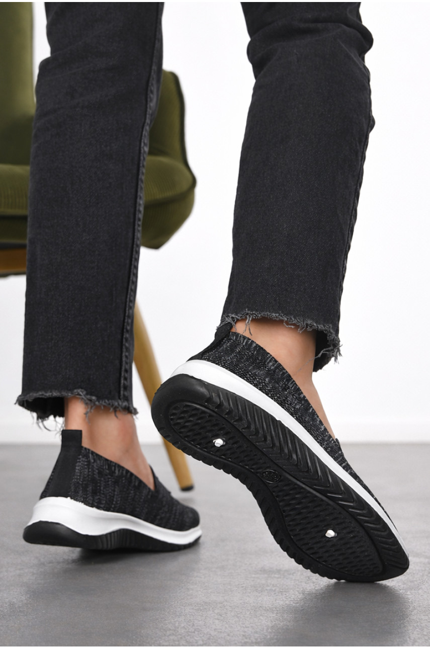 Мокасины женские черно-серого цвета н62-1 211157 Мокасины женские черно-серого цвета н62-1 211157