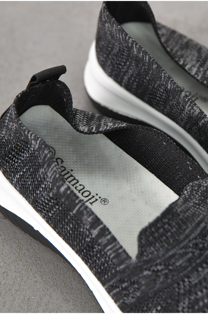 Мокасины женские черно-серого цвета н62-1 211157 Мокасины женские черно-серого цвета н62-1 211157