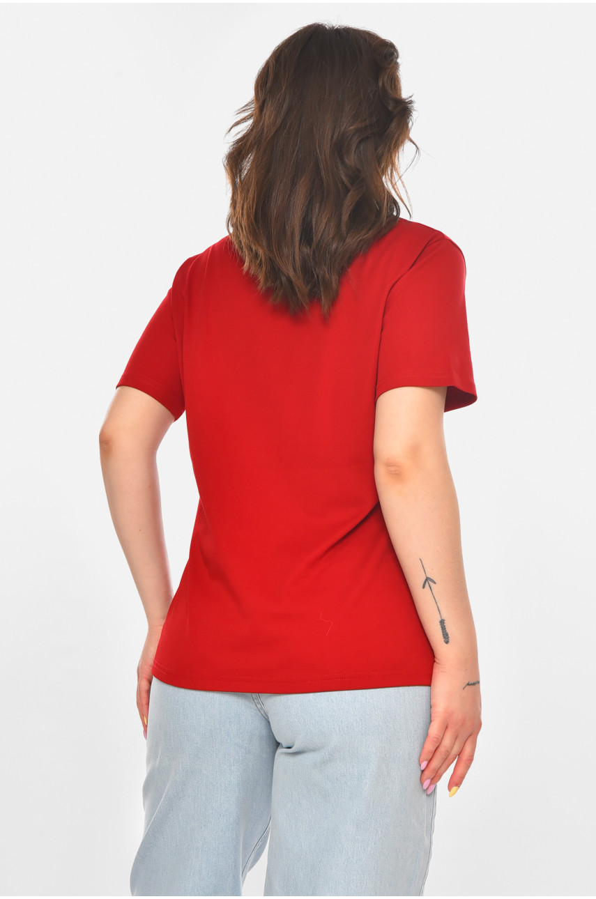 Футболка жіноча бордового кольору з принтом 211161