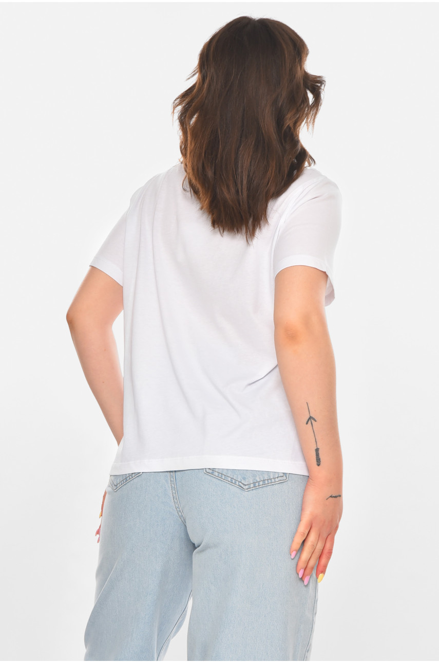 Футболка жіноча білого кольору з принтом 211162 Футболка жіноча білого кольору з принтом 211162