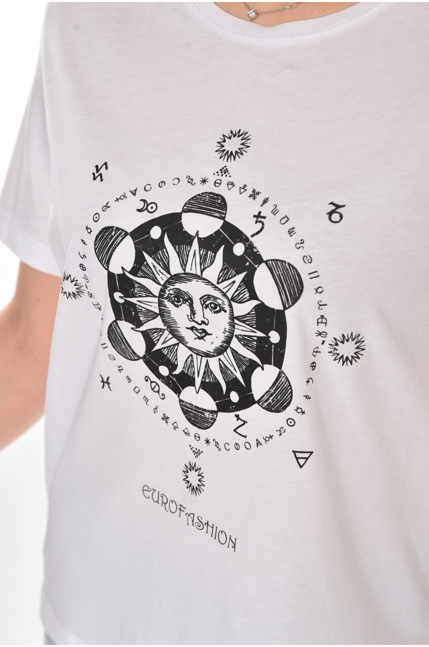 Футболка жіноча білого кольору з принтом 211162 Футболка жіноча білого кольору з принтом 211162