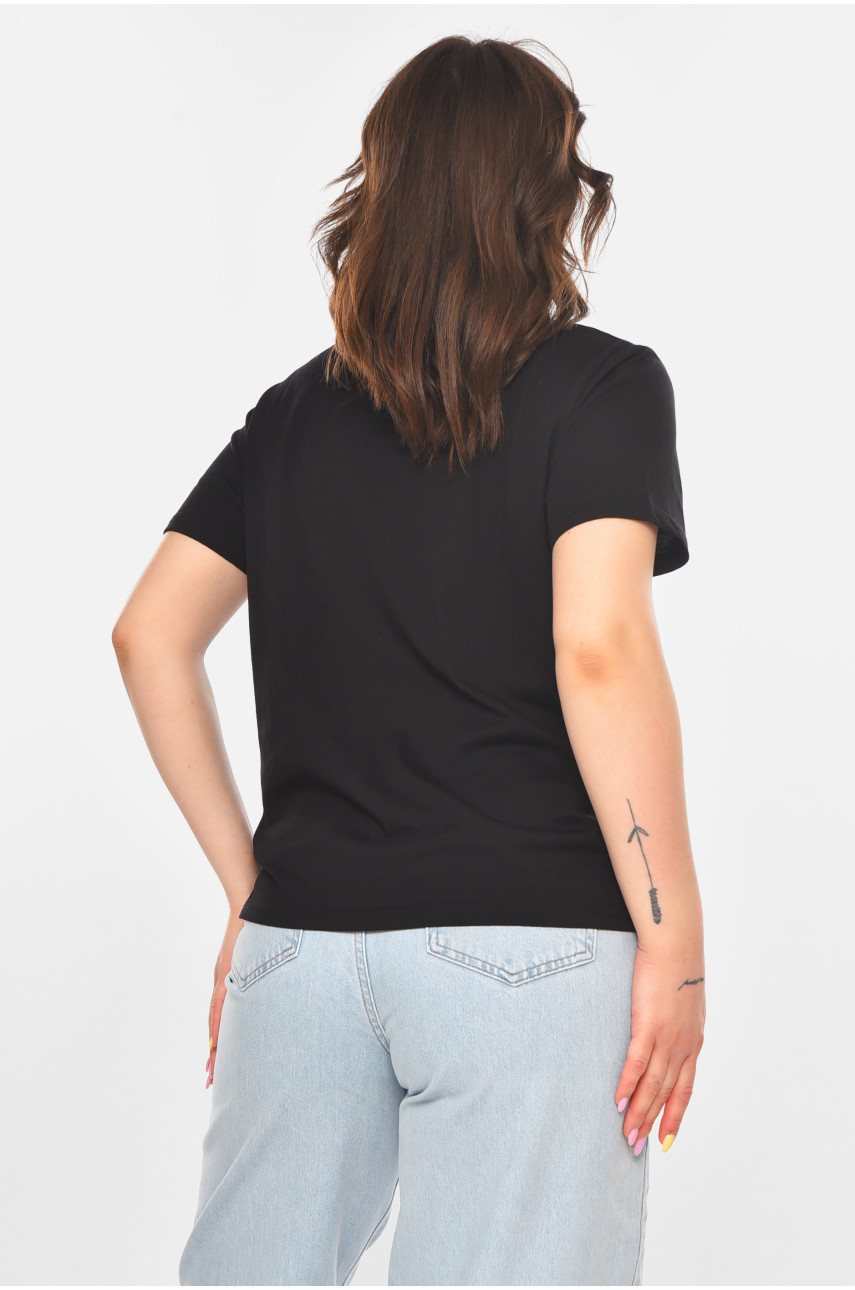 Футболка жіноча чорного кольору з принтом 211168