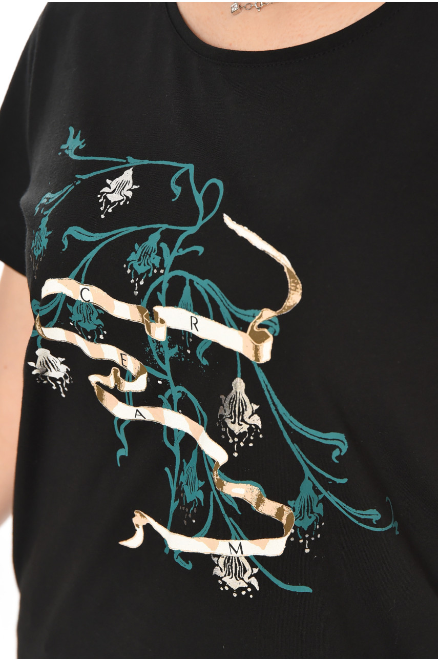 Футболка женская черного цвета 211175 Футболка женская черного цвета 211175