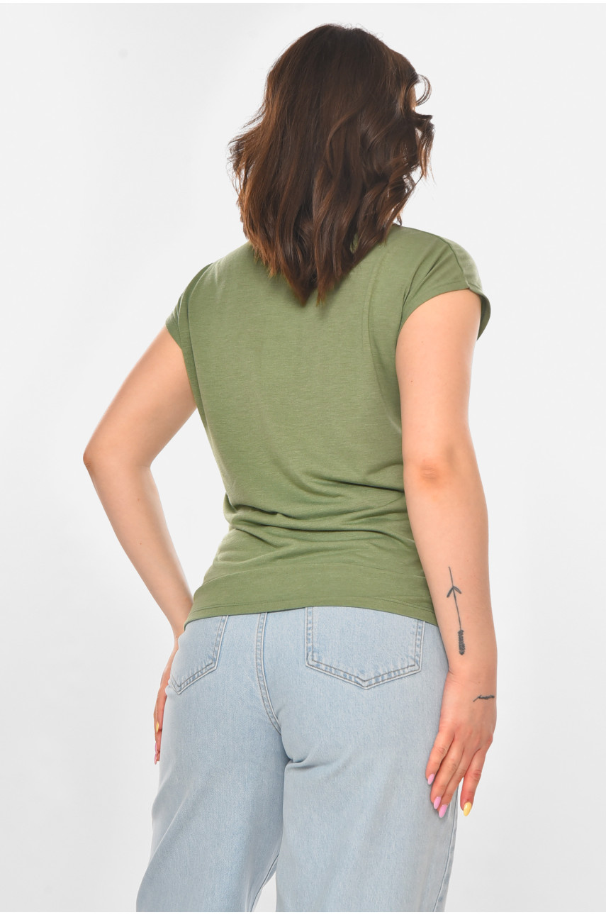 Футболка женская зеленого цвета 211178 Футболка женская зеленого цвета 211178