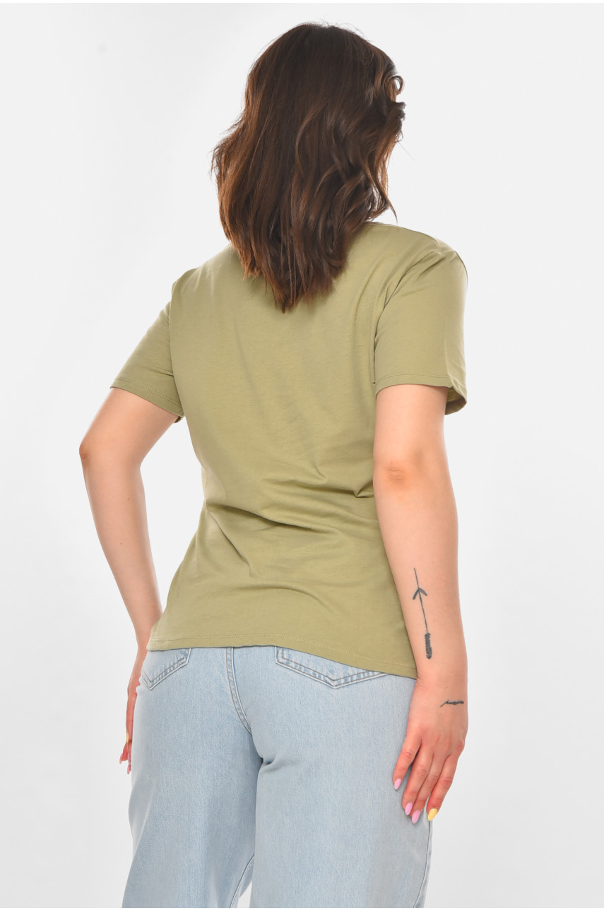 Футболка женская оливкового цвета 211179