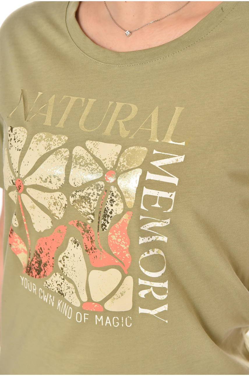 Футболка женская оливкового цвета 211179