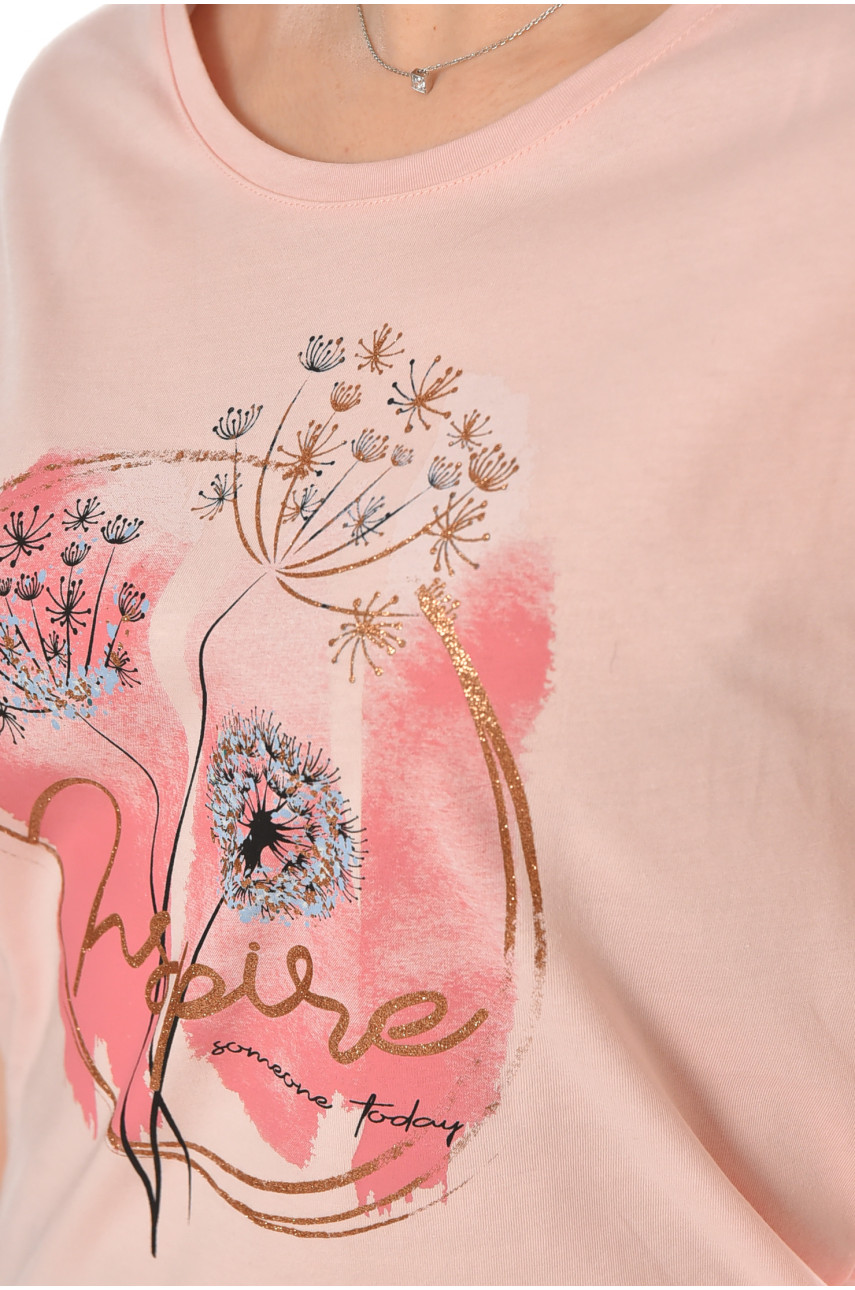 Футболка женская пудрового цвета 211180