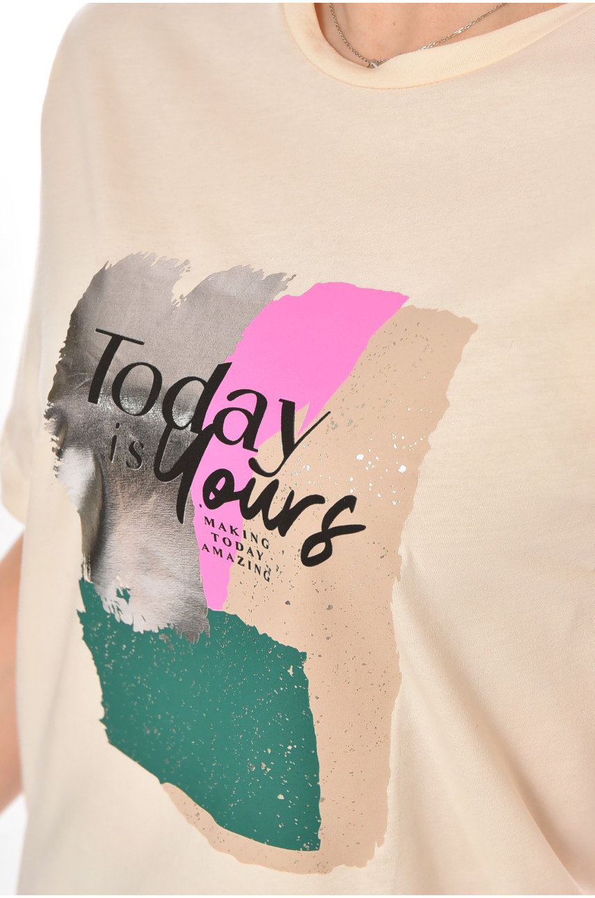 Футболка женская бежевого цвета 211182