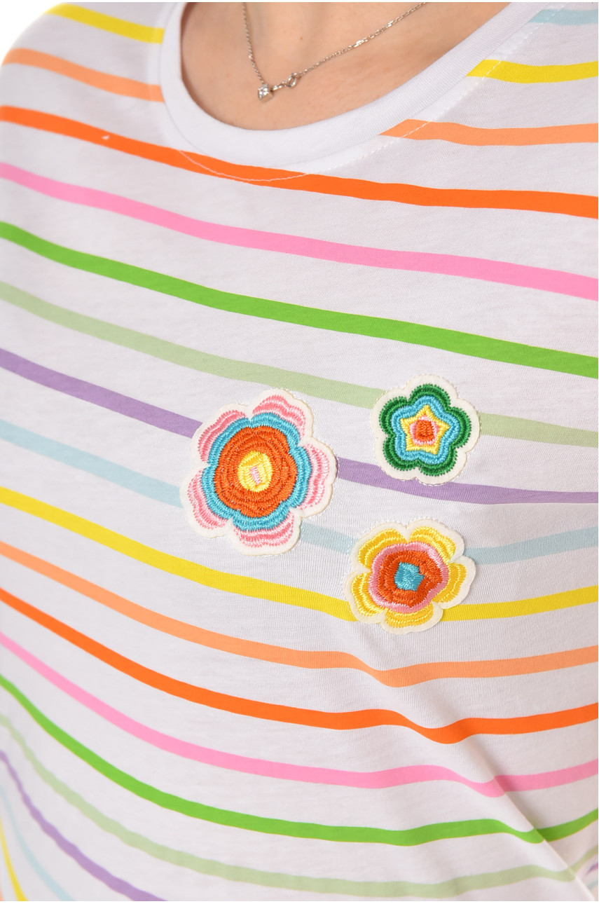 Футболка женская белого цвета в полоску 211183