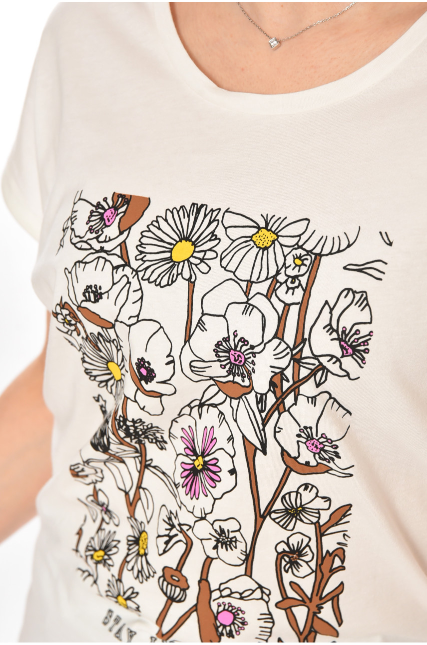 Футболка женская молочного цвета 211184