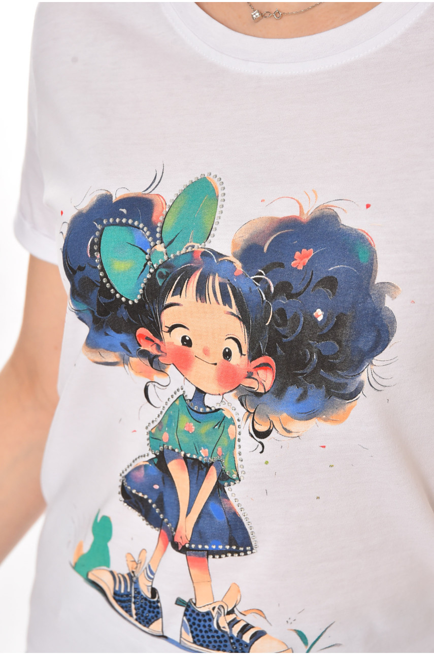 Футболка женская белого цвета 211187 Футболка женская белого цвета 211187