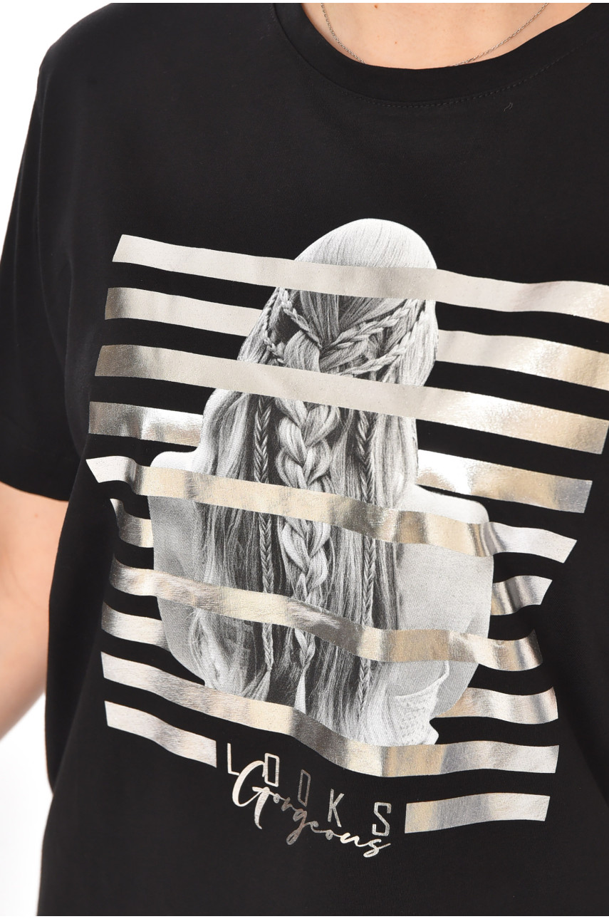 Футболка женская черного цвета 211192