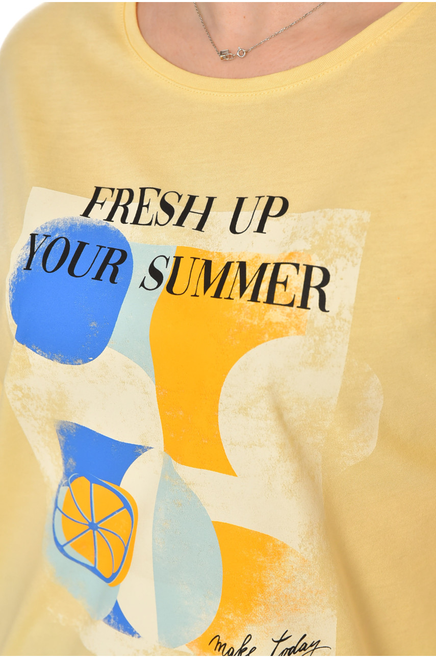 Футболка женская желтого цвета 211193