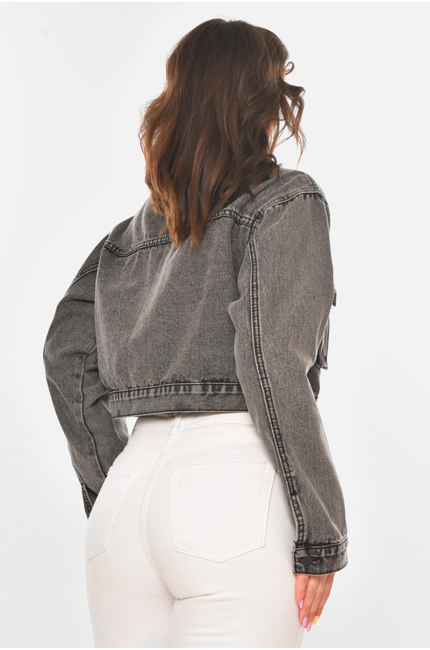 Куртка жіноча джинсова сірого кольору 6300-1 211194 Куртка жіноча джинсова сірого кольору 6300-1 211194