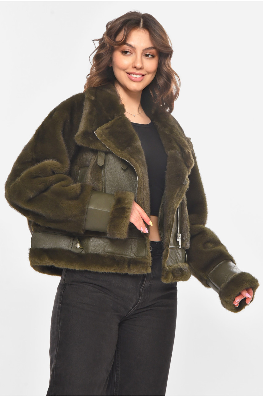 Дублянка жіноча однотонна кольору хакі F2411 211197