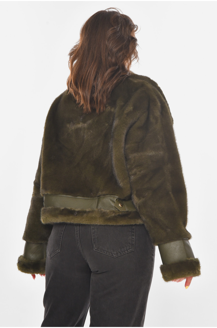 Дублянка жіноча однотонна кольору хакі F2411 211197 Дублянка жіноча однотонна кольору хакі F2411 211197