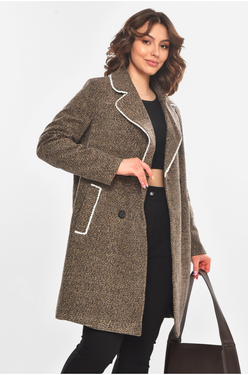 Пальто жіноче однотонне бежевого кольору 801 211200