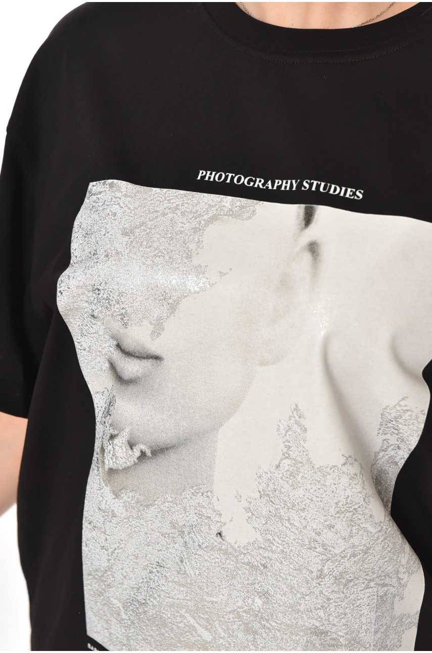 Футболка женская черного цвета 211202 Футболка женская черного цвета 211202