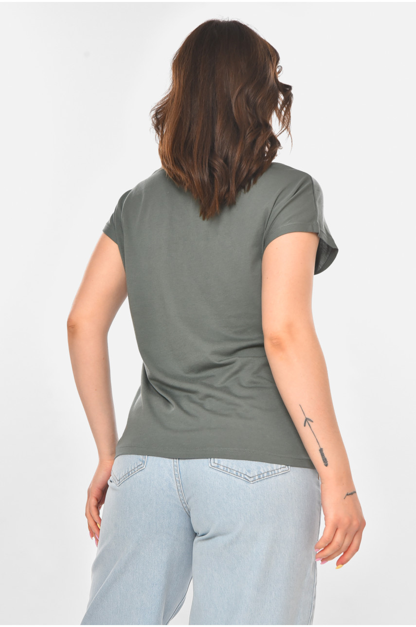 Футболка женская цвета хаки 211204