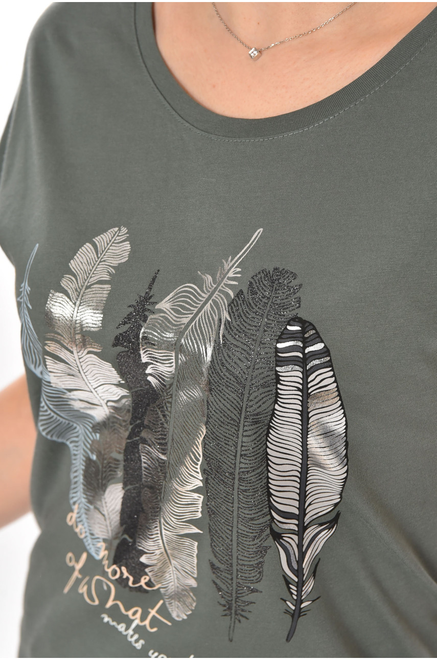 Футболка женская цвета хаки 211204