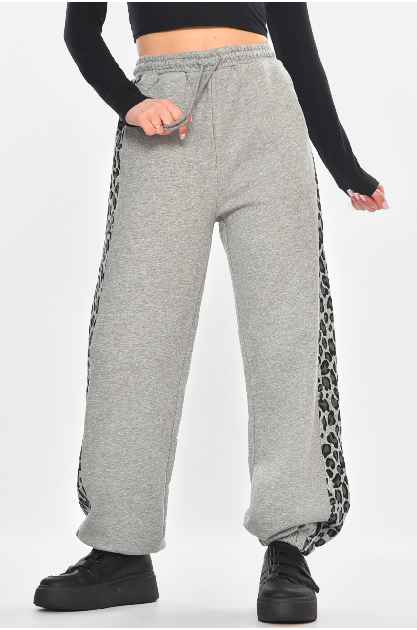 Штани жіночі сірого кольору зі вставками 2763 211206