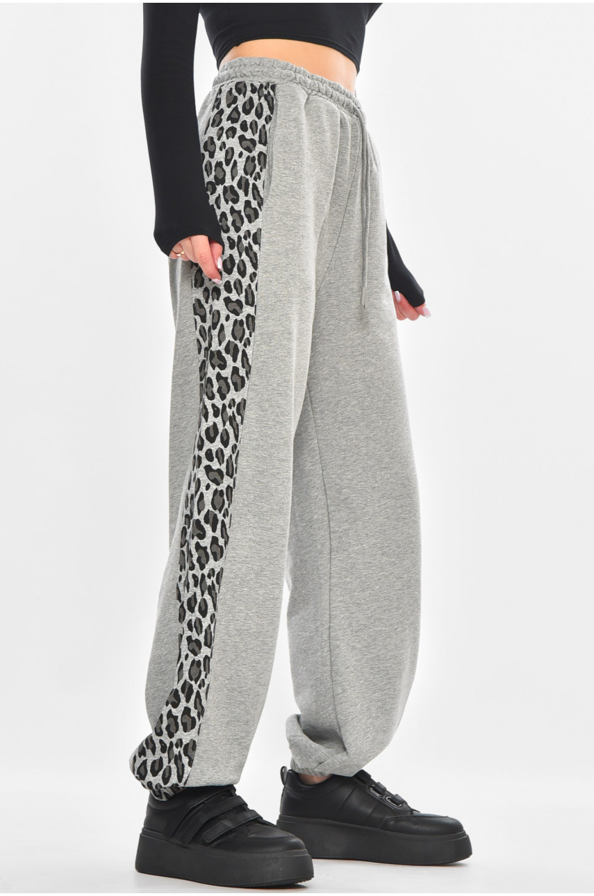Штани жіночі сірого кольору зі вставками 2763 211206