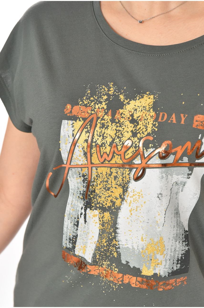 Футболка женская цвета хаки 211208 Футболка женская цвета хаки 211208