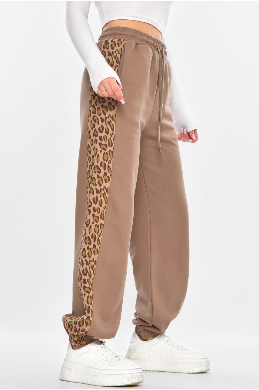 Штани жіночі бежевого кольору зі вставками 2763 211211