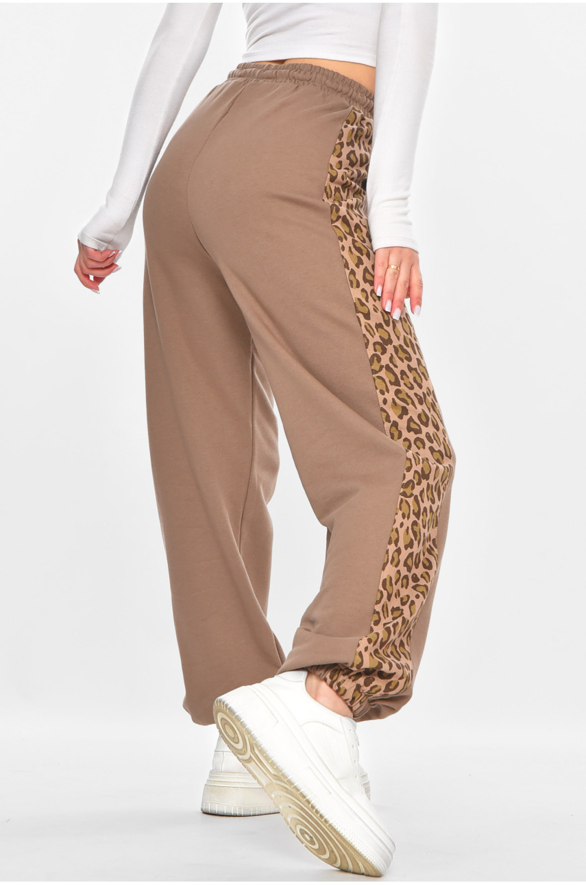 Штани жіночі бежевого кольору зі вставками 2763 211211