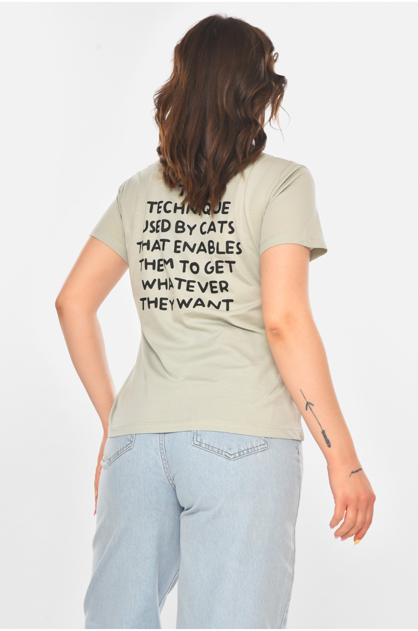 Футболка женская оливкового цвета 211216