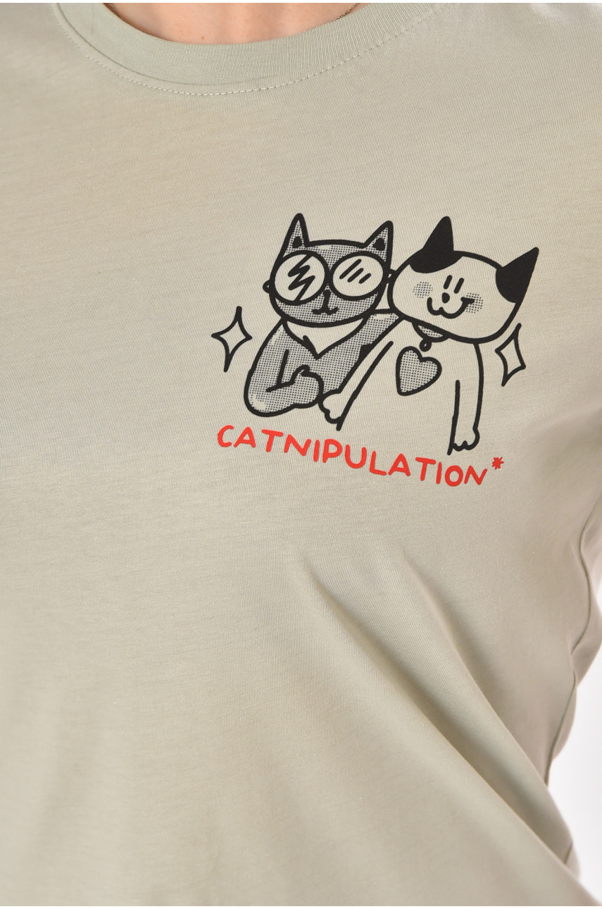 Футболка женская оливкового цвета 211216