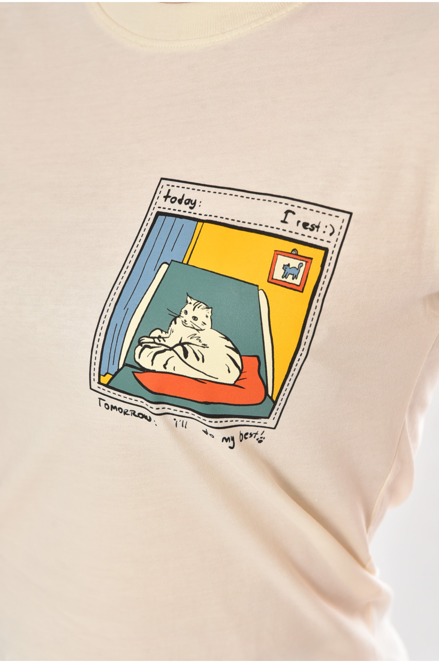 Футболка женская молочного цвета 211220