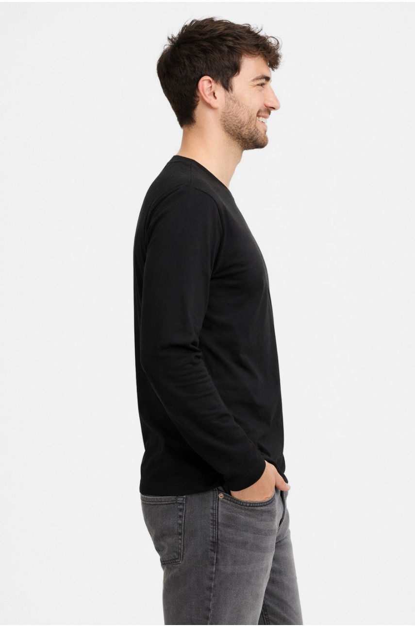Кофта чоловіча напівбатальна однотонна чорного кольору GP105 211230