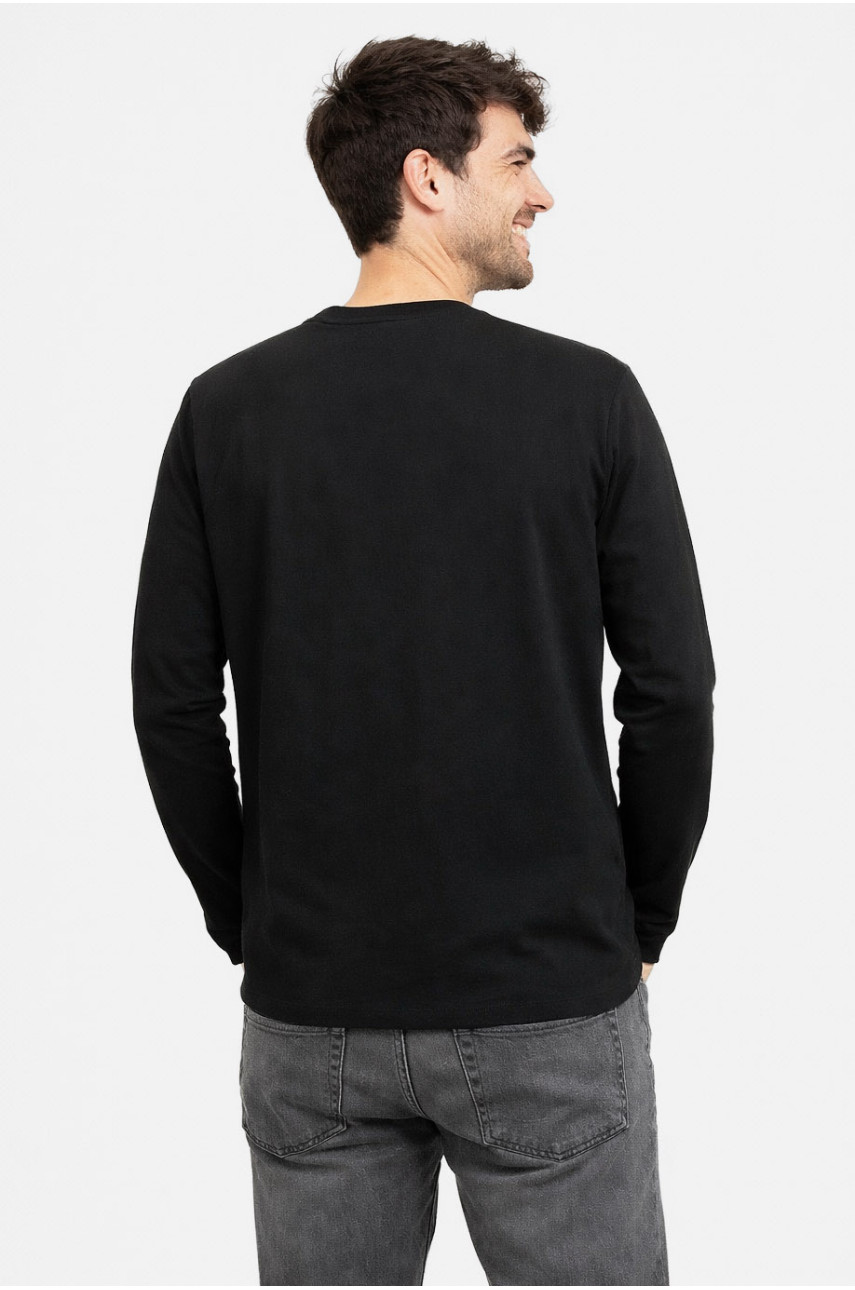 Кофта чоловіча напівбатальна однотонна чорного кольору GP105 211230 Кофта чоловіча напівбатальна однотонна чорного кольору GP105 211230