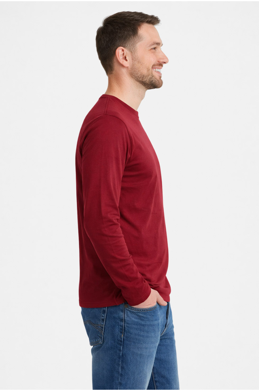 Кофта мужская полубатальная однотонная бордового цвета GP105 211231