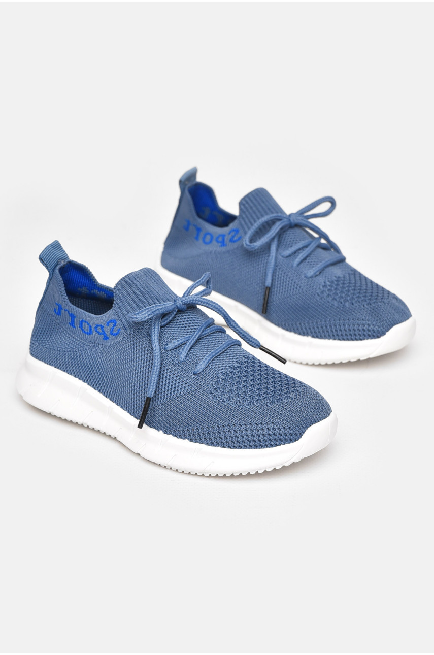 Кросівки дитячі синього кольору текстиль на шнурівці 5091 211233