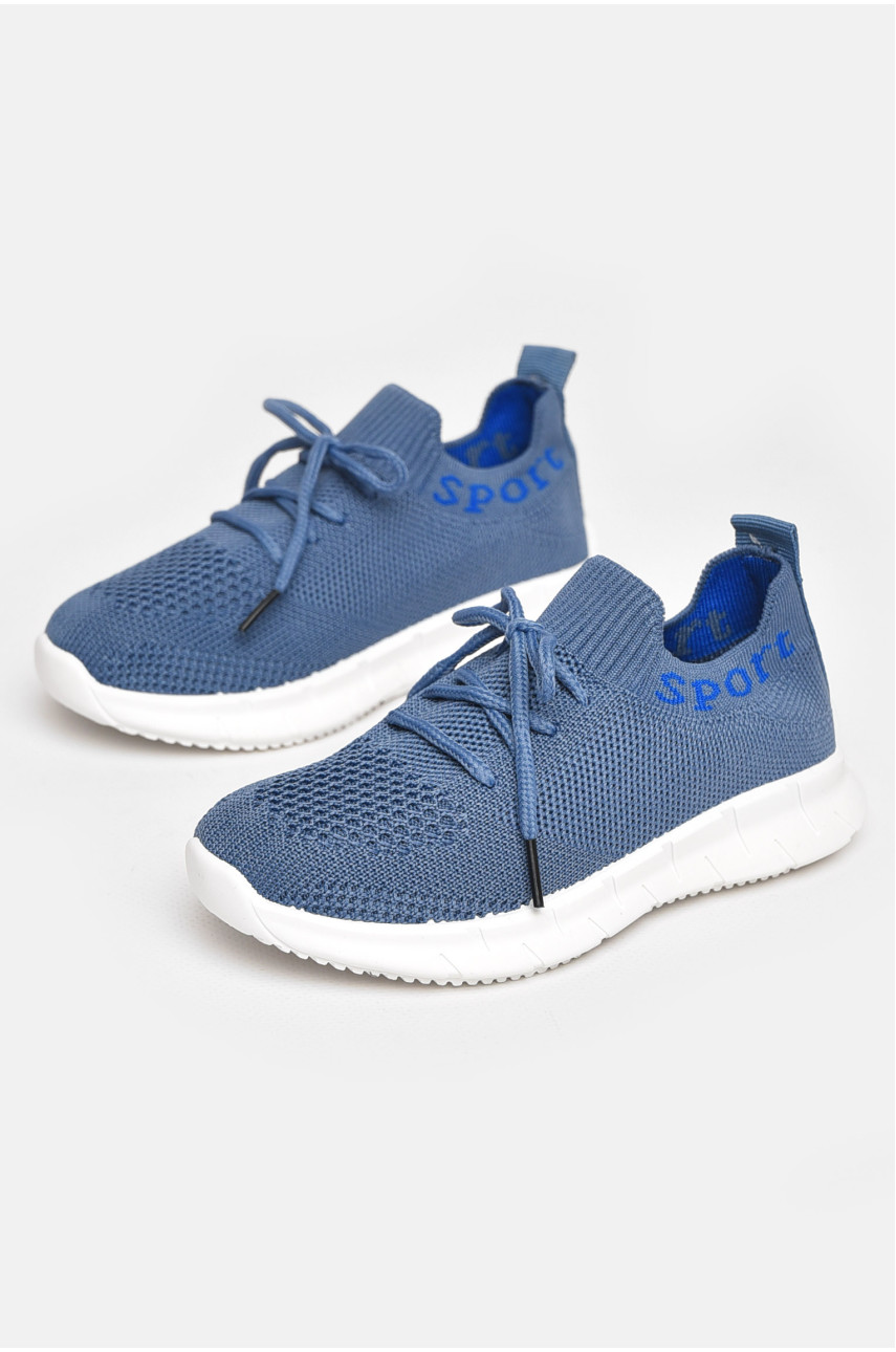 Кросівки дитячі синього кольору текстиль на шнурівці 5091 211233